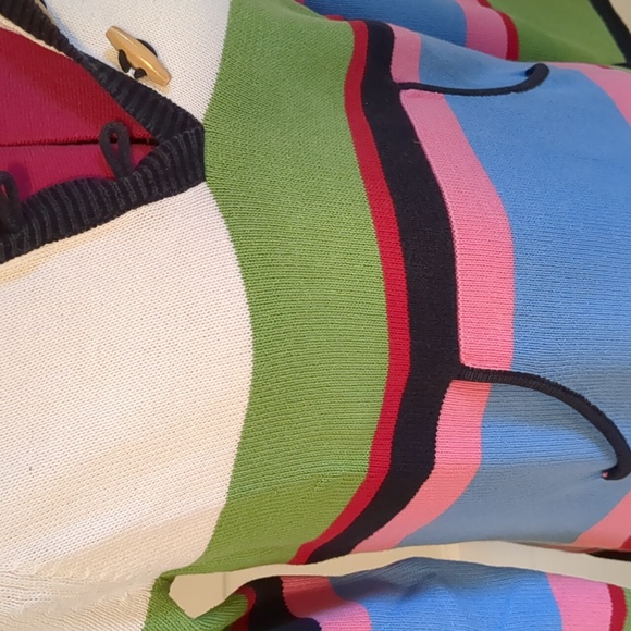 Liz Claiborne Hooded Raglan Sleeve Kangaroo Pocket Striped Sweater Petite S - Picture 3 of 8